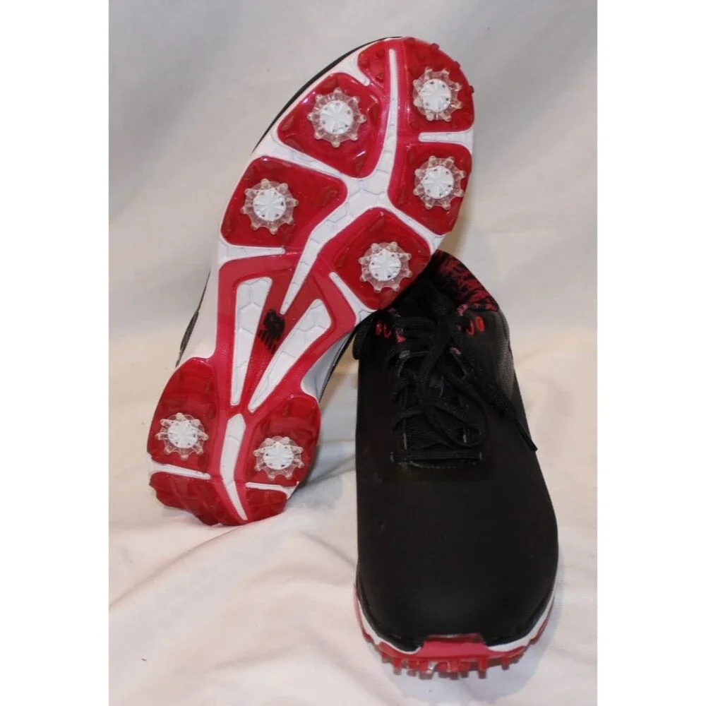 Men's New Balance Fresh Foam X Defender SL Spikeless Golf Shoes Black Red Sz 9.5